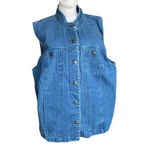 TALBOTS women's high neck 1XL jean button up vest